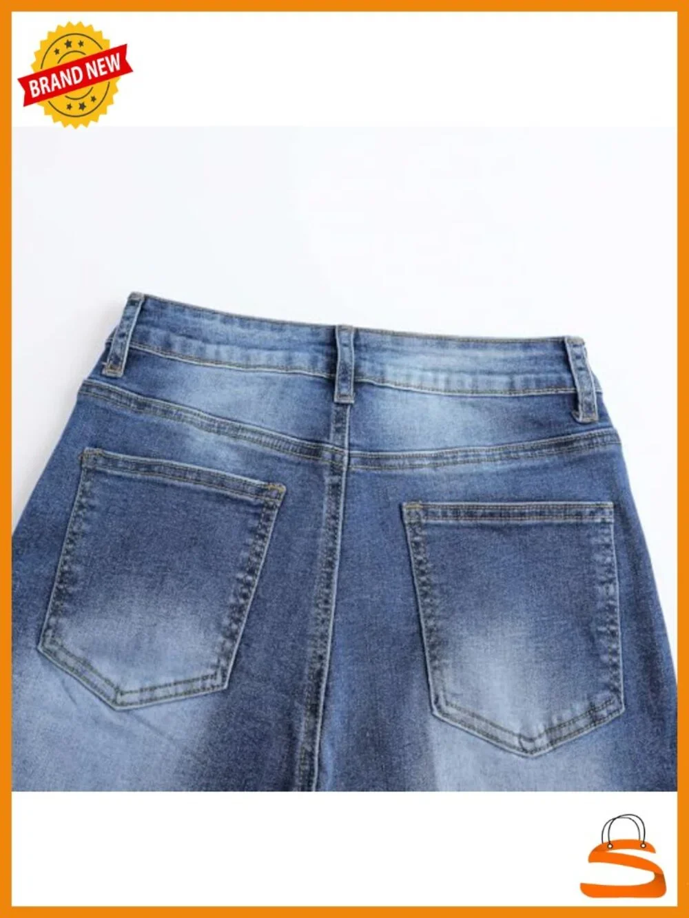 High Waisted Wide Leg Jeans Stretchy Distressed Denim Pants
